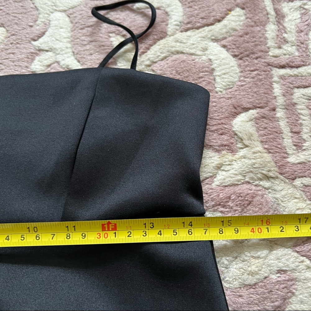 ASOS black mini slip dress sz 6 empire waist babydoll skater stretchy satin - Picture 6 of 7